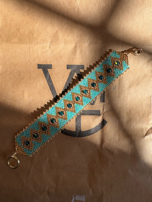 Bracelet lumineux turquoise et ambre
