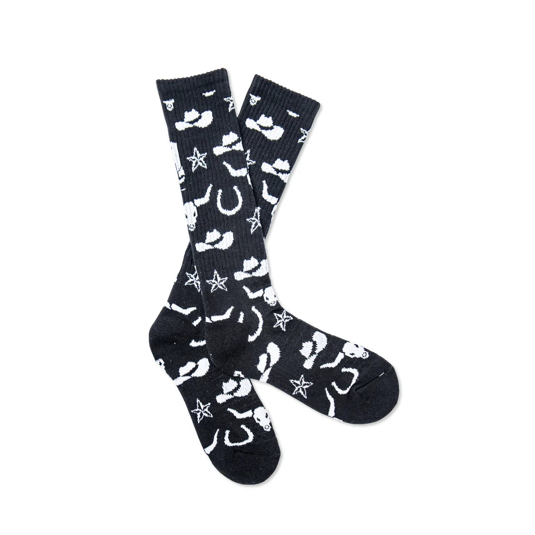 CHAUSSETTES DE BOTTES DE PERFORMANCE WESTERN NOIRES ET BLANCHES