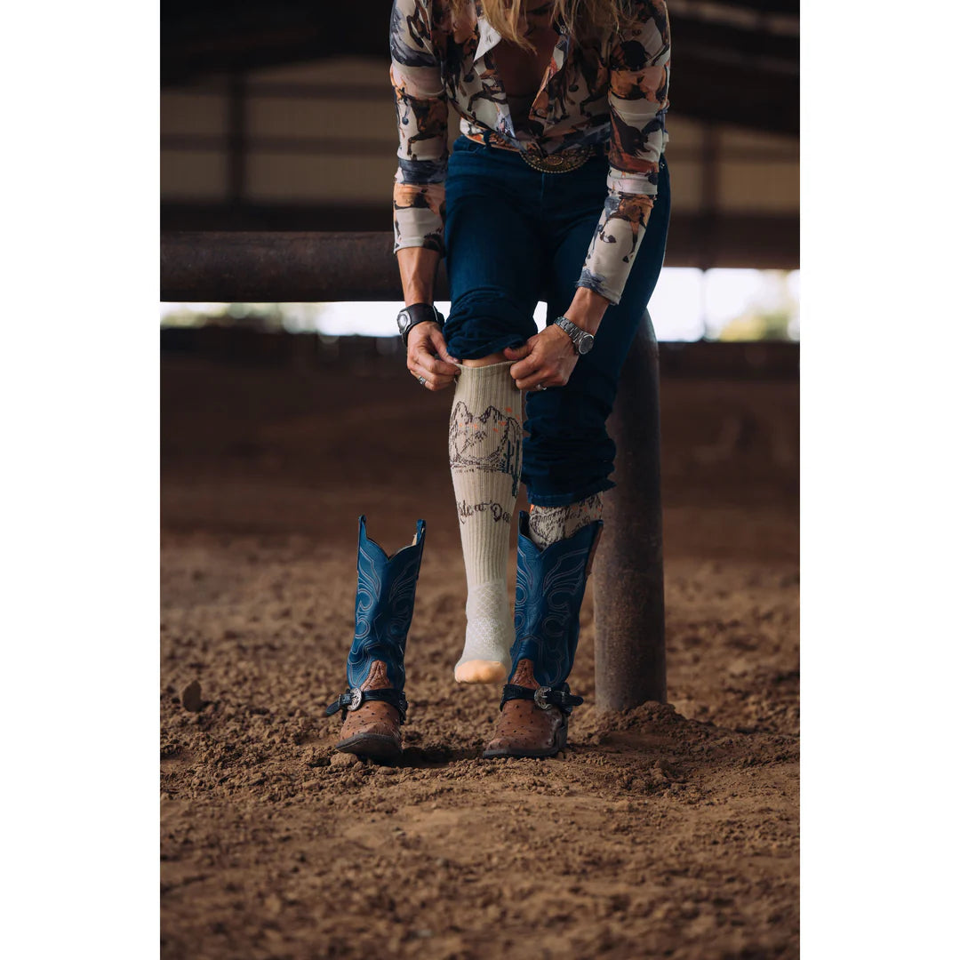 WE RIDE AT DAWN TAN PERFORMANCE SOCKS