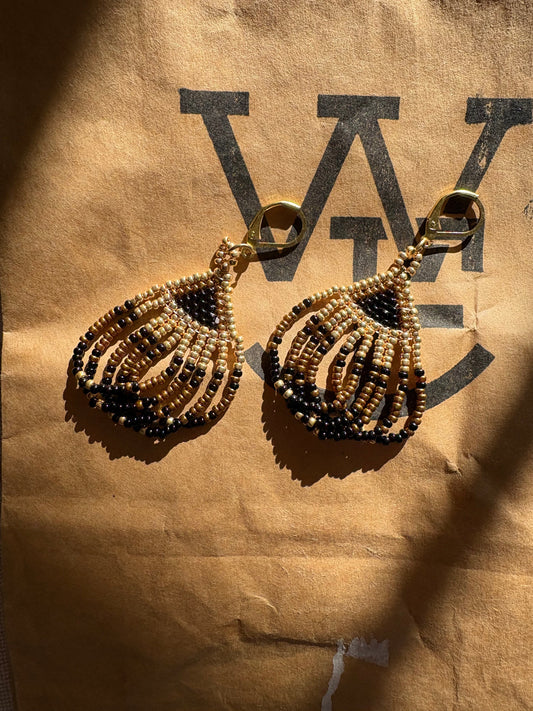 Boucles d'oreilles en bronze et noir
