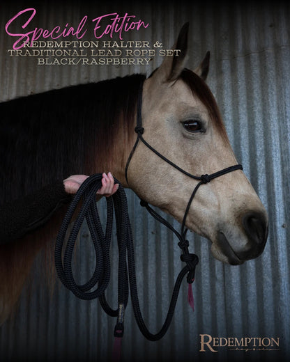 Hay Chix® Halters & Lead Rope set -Black/Raspberry